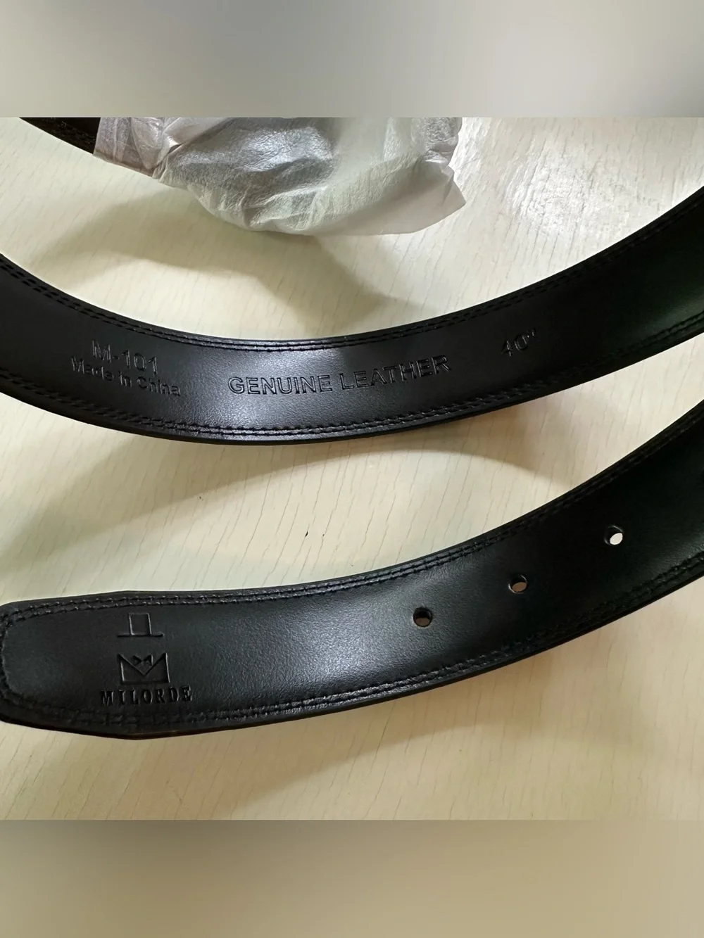 MILORDE Men's Leather Dress Belt 2~Pack Black/Brown Size 40